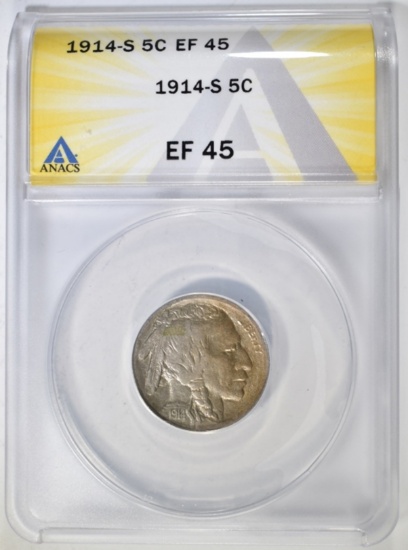 1914-S BUFFALO NICKEL ANACS EF-45