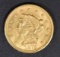 1873 CLOSED 3 GOLD $2.5 LIBERTY  CH BU