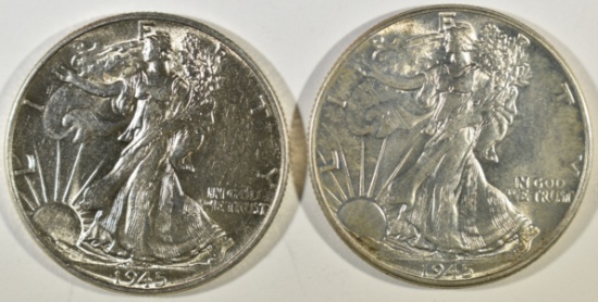 2-1945 WALKING LIBERTY HALVES CH BU