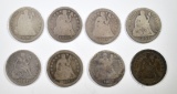 8 MIXED DATE SEATED LIBERTY DIMES