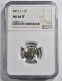 1955-S ROOSEVELT DIME NGC MS-66 FT