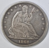 1861-S SEATED LIBERTY HALF DOLLAR XF