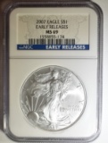 2007 AMERICAN SILVER EAGLE  NGC MS-69