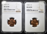1950-S & 55-S LINCOLN CENTS NGC MS-66 RD