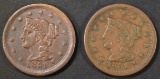 (2) 1851 LARGE CENTS  XF