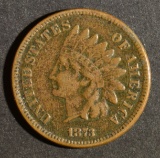 1873 OPEN 3 INDIAN HEAD CENT VF