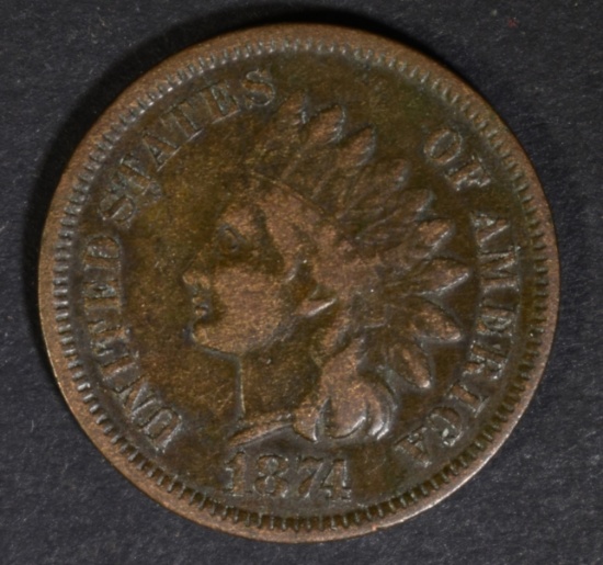 1874 INDIAN HEAD CENT VF