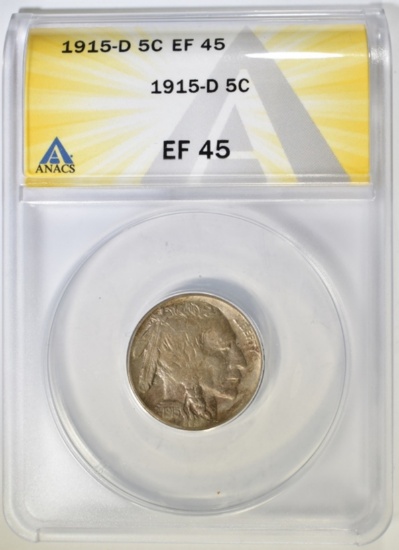 1915-D BUFFALO NICKEL ANACS EF-45