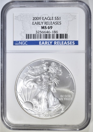 2009 SILVER EAGLE NGC MS-69 EARLY RELEASES