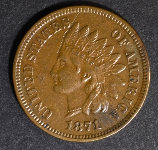 1871 INDIAN HEAD CENT XF/AU