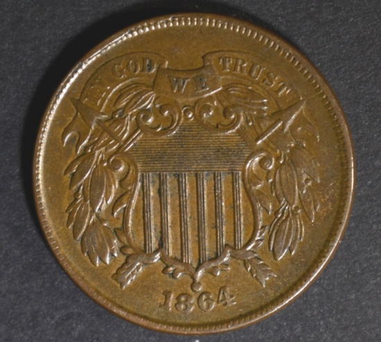 1864 2 CENT PIECE AU