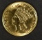 1854 $3 GOLD INDIAN PRINCESS  NICE BU