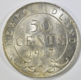 1917-C NEWFOUNDLAND HALF DOLLAR CH BU