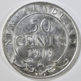 1919-C NEWFOUNDLAND HALF DOLLAR CH BU