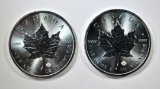 2-BU 2015 CANADIAN SILVER MAPLE LEAF COINS