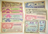 LOT OF MIXED MILITARY PAYMENTS & CURRENCY