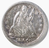 1854 SEATED LIBERTY DIME AU
