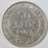 1907 NEWFOUNDLAND HALF DOLLAR AU