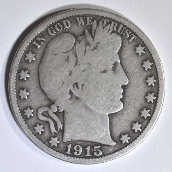 1915 BARBER HALF DOLLAR VG