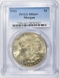 1921 MORGAN DOLLAR  PCGS MS-64+