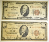(2) 1929 $10 FEDERAL RESERVE BANK NOTES