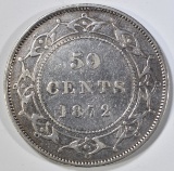 1872-H NEWFOUNDLAND HALF DOLLAR XF