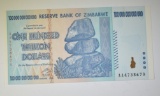 ZIMBABWE 100 TRILLION DOLLAR NOTE CRISP UNC