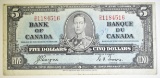 1937 $5 CANADA NOTE XF BC 23C