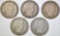 1901, 02, 03-O, 04, 05-S BARBER HALF DOLLARS