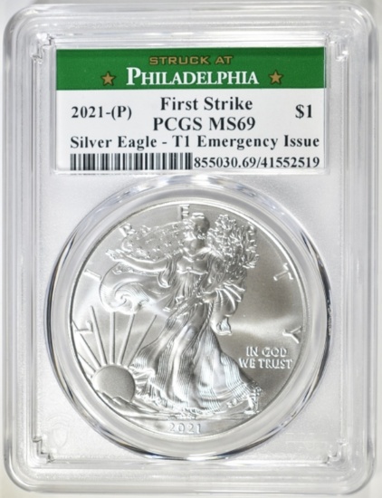 2021-(P) T-1 EMERGENCY ASE PCGS MS-69 1st STRIKE