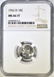 1952-D ROOSEVELT DIME NGC MS-66 FT