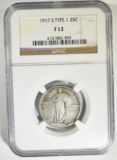 1917-S T-1 STANDING LIBERTY QUARTER  NGC F-12