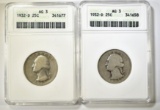 2-1932-D WASHINGTON QUARTERS ANACS AG-3