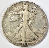 1938-D WALKING LIBERTY HALF DOLLAR VF