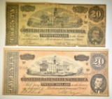 (2) $20 T-67 CONTERFEITED CONFEDERATE NOTES