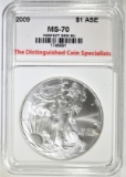 2009 AMERICAN SILVER EAGLE, TDCS PERFECT GEM BU