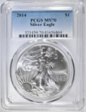 2014 AMERICAN SILVER EAGLE PCGS MS-70