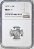 1952-D ROOSEVELT DIME NGC MS-66 FT