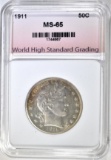 1911 BARBER HALF DOLLAR WHGS GEM BU