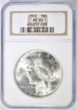 1922 PEACE DOLLAR NGC MS-63