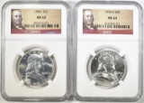 1958-D & 60 FRANKLIN HALVES NGC MS-64