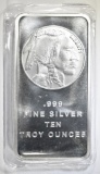 TEN OUNCE .999 SILVER BAR INDIAN/BUFFALO