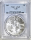 2002 AMERICAN SILVER EAGLE PCGS MS-69