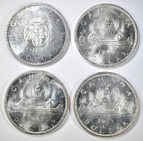 4 GEM BU CANADA SILVER DOLLARS: