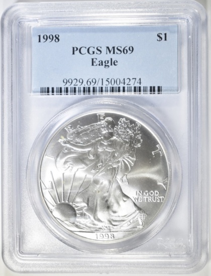 1998 AMERICAN SILVER EAGLE PCGS MS-69