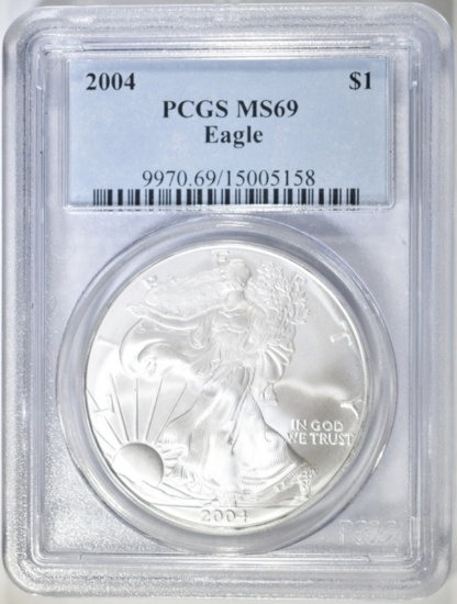 2004 AMERICAN SILVER EAGLE PCGS MS-69