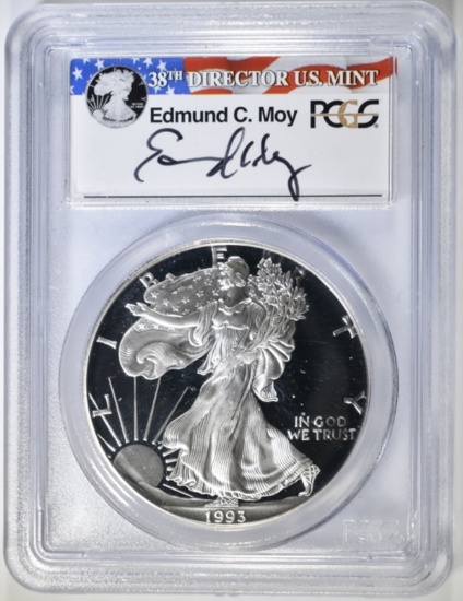 1993-P SILVER EAGLE PCGS PR-69 DCAM EDMOND MOY