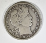 1907-D BARBER HALF DOLLAR  FINE