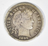 1896 BARBER DIME  VF