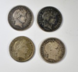 1899-S, 1900, 1900-S, 1901 BARBER DIMES  XF